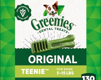 Greenies Teenie Dental Golosinas para perros, paquete de 130 unidades – Sabor natural a pollo