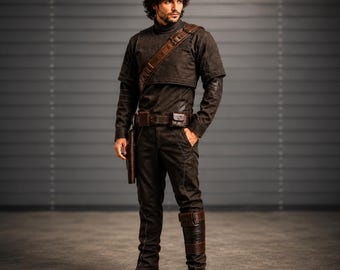 Disfraz de Din Djarin para adulto / Traje de cosplay de Mandalorian / Traje de vuelo de Star Wars con cinturón / Disfraz de armadura Beskar