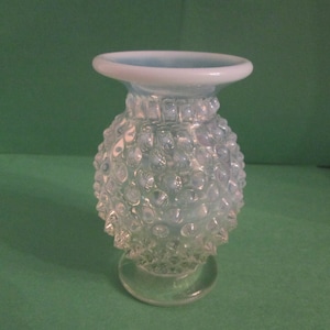 Fenton White French Opalescent Hobnail Mini Vase