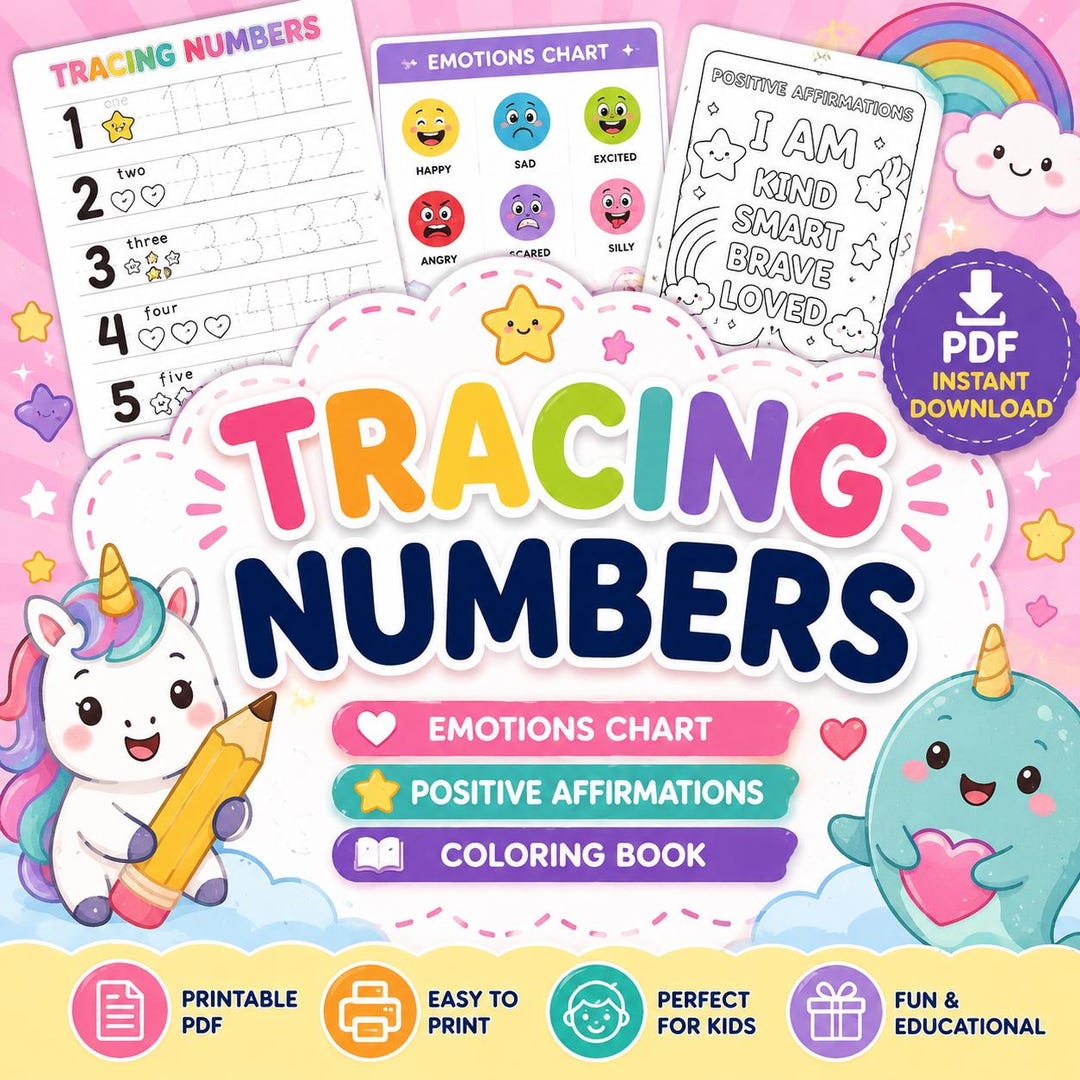 Number Tracing Worksheets 0–20 – Preschool Learning Activity (PDF ...