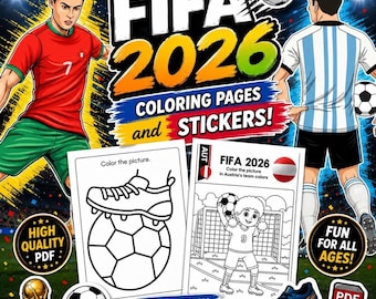 FIFA 2026 Coloring Pages and Stickers | Football Player, Jersey (Digital Download)