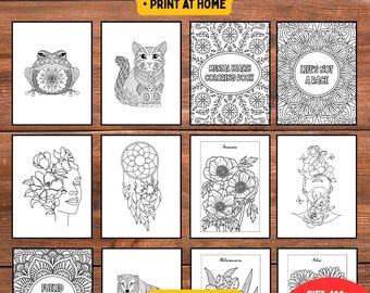 Adult Coloring Book Bundle | Flowers, Animals, Sports, Mandalas (PDF Download)