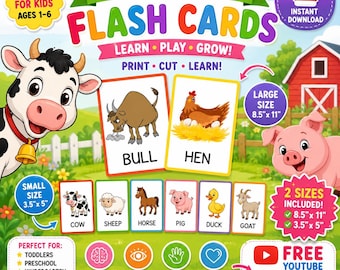 Bauernhof Tiere Flash Karten & Malbuch Bündel (PDF) | Lernaktivitäten für die Vorschule