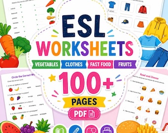 100+ Pages ESL Worksheet + Fruits & Vegetables Worksheet + Clothes + Fast food