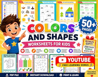 Colors and Shapes Worksheets for Kids | Preschool, Kindergarten Learning Activities (PDF Download)