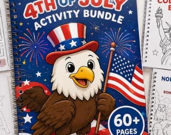 4th of July Kids Activity Bundle | Coloring Pages, Mazes, Tracing (Digital Download)