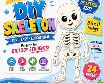DIY Skeleton Paper Craft | Human Anatomy Activity (Digital Download)