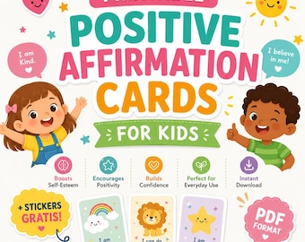 Kids Positive Affirmation Cards | Printable Emotional Wellbeing Activity (PDF Download)