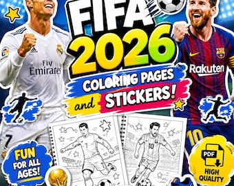 FIFA 2026 Coloring Pages and Stickers Activity Book (Digital Download)