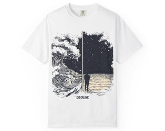 Discipline Ocean & Nightscape Graphic T-Shirt — Surreal Wave vs Starry Sky Tee