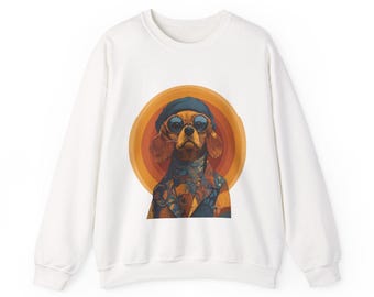 Retro Dog Portrait Sweatshirt — Boho Beagle Graphic Crewneck