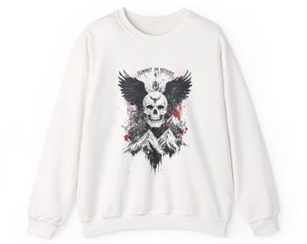 Skull with Wings Graphic Sweatshirt - 'Summit of Nothing' Mountain Goth Crewneck