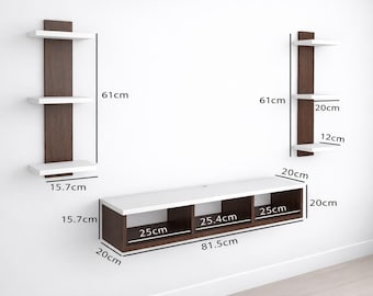 Modern Floating TV Stand with Shelves, Minimalist Media Console, Engineered Wood Furniture