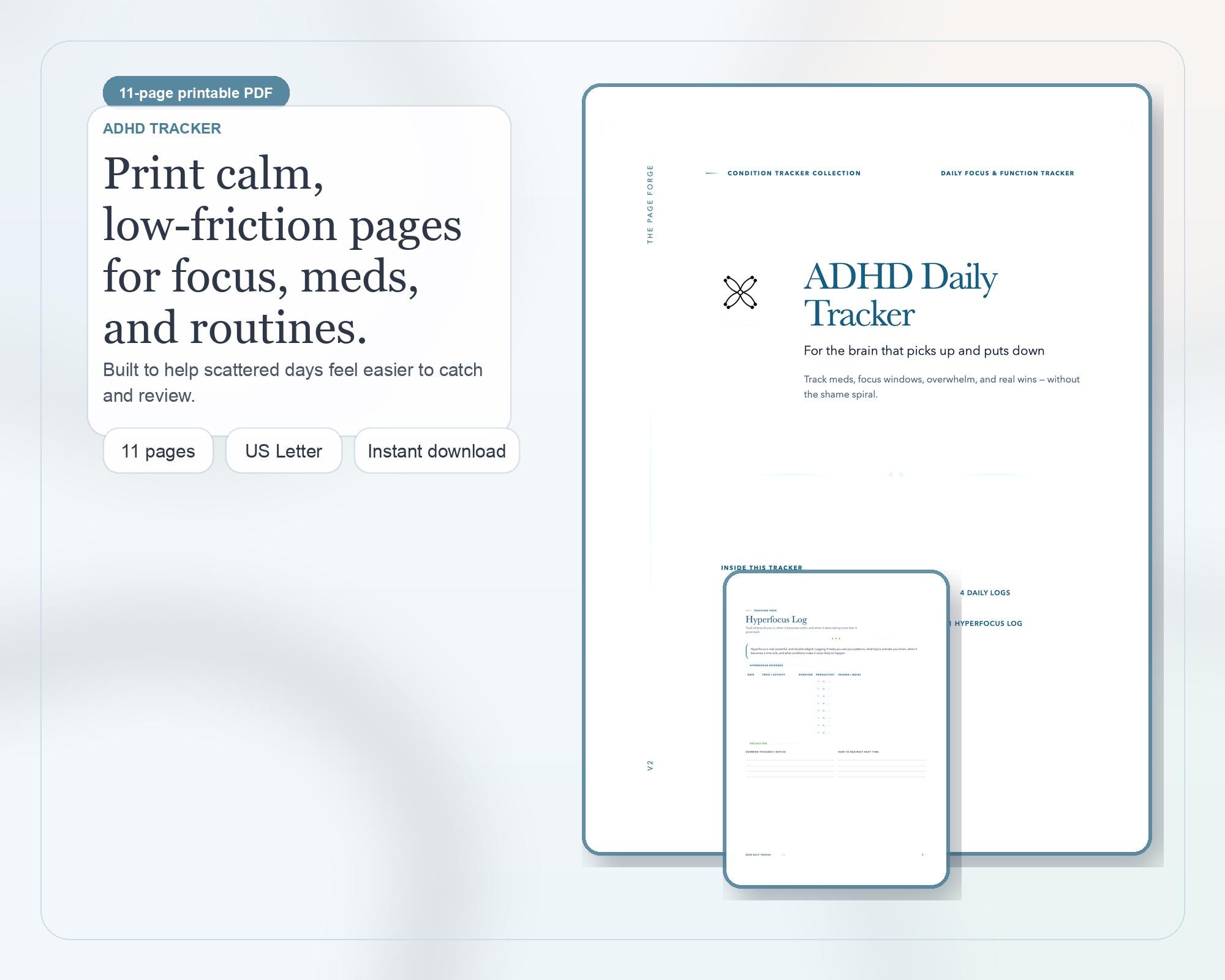 ADHD Tracker Printable PDF, Focus Log, Routine Planner (digital ...