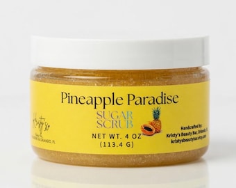 Pineapple Paradise Sugar Scrub | 4 oz Exfoliating Body Scrub | Pineapple Papaya Scent |