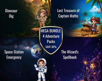 KS2 Einmaliges Einmaleins Bündel | Pirat Dinosaurier Weltraum Zauberer Mathematik Printable | 4 Adventure Packs Klasse 2-5 Alter 7-11