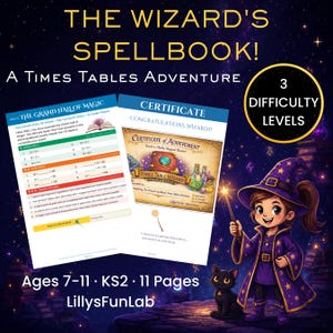 Wizard Multiplication & Times Tables Worksheets | Maths Practice Grades 2-5 · Years 3-6 | Ages 7-11 | Printable PDF