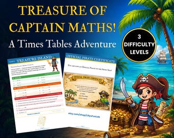 Pirate Multiplication & Times Tables Worksheets | KS2 Maths | Grades 2-5 · Year 3-6 | Printable PDF | Ages 7-11