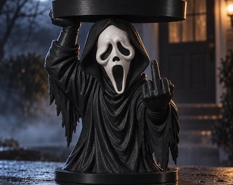 3D Printed Ghostface Candle Holder, Spooky Halloween Decor, Rude Gesture Stand