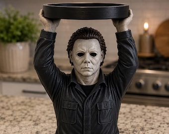 Michael Myers-inspirierter Kerzenhalter, 3D-gedruckt, Horror-Halloween-Deko, gruseliges Slasher-Geschenk