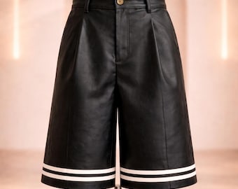 Pantalones cortos unisex de piel de lujo con pliegues – Estilo urbano elegante y llamativo