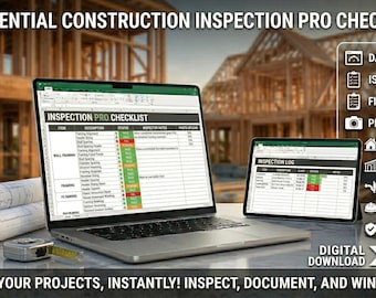 New Construction Checklist Excel | Residential Home Building Template | Pre-Construction, Construction & Closeout |