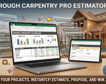 Framing Estimating Spreadsheet | Rough Carpentry Excel Template | Contractor Bid Takeoff Wall Floor Roof