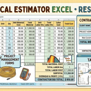 Electrical Estimator Excel • Residential Electrical Estimate Template • Contractor Bid Proposal