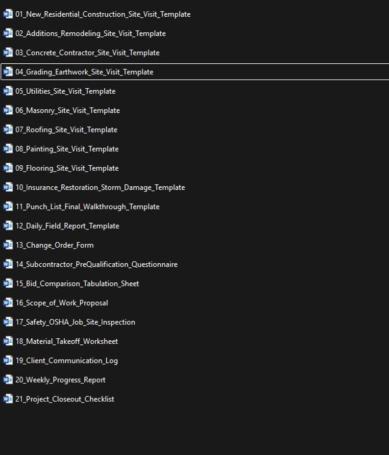 Construction Contractor Forms Bundle | Estimating, Project Management, Site Visit Checklists (Digital Download) image 2