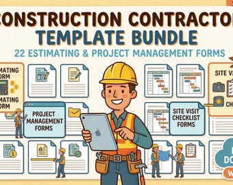 Construction Contractor Forms Bundle | Estimating, Project Management, Site Visit Checklists (Digital Download)