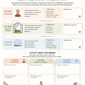 Window of Tolerance Worksheet & Information Bundle | Printable Self-Help 9-page Bundle | Instant Download Digital Files