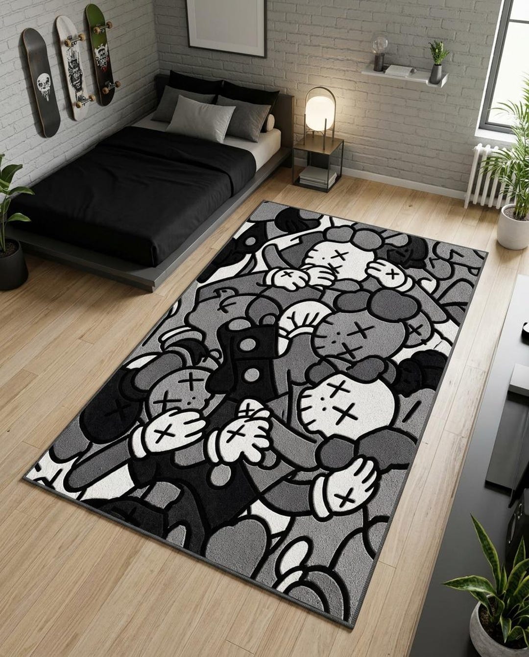 Cartoon Shool Rug Buy Cartoon Characters Area Rug: Monochrome Graphic Streetwear ...