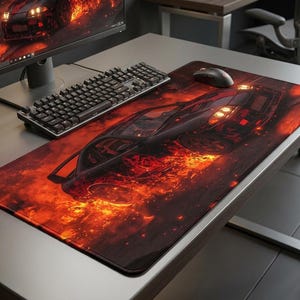 Tapete de mesa com carro esportivo modificado, mousepad para jogos de corrida de rua cinematográfica