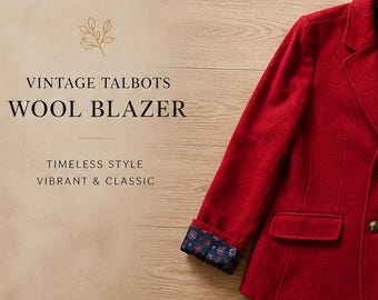 Blazer vintage Talbots vermelho de lã, tamanho 12, coleção Aberdeen, forro floral, jaqueta clássica para festas.
