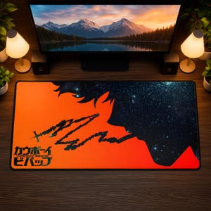 Cowboy Bebop Mouse Pad, Anime Space Mousepad, Retro Sci Fi Desk Mat, Anime Gaming Desk Setup, Vintage Desk Decor, Gamer Gift