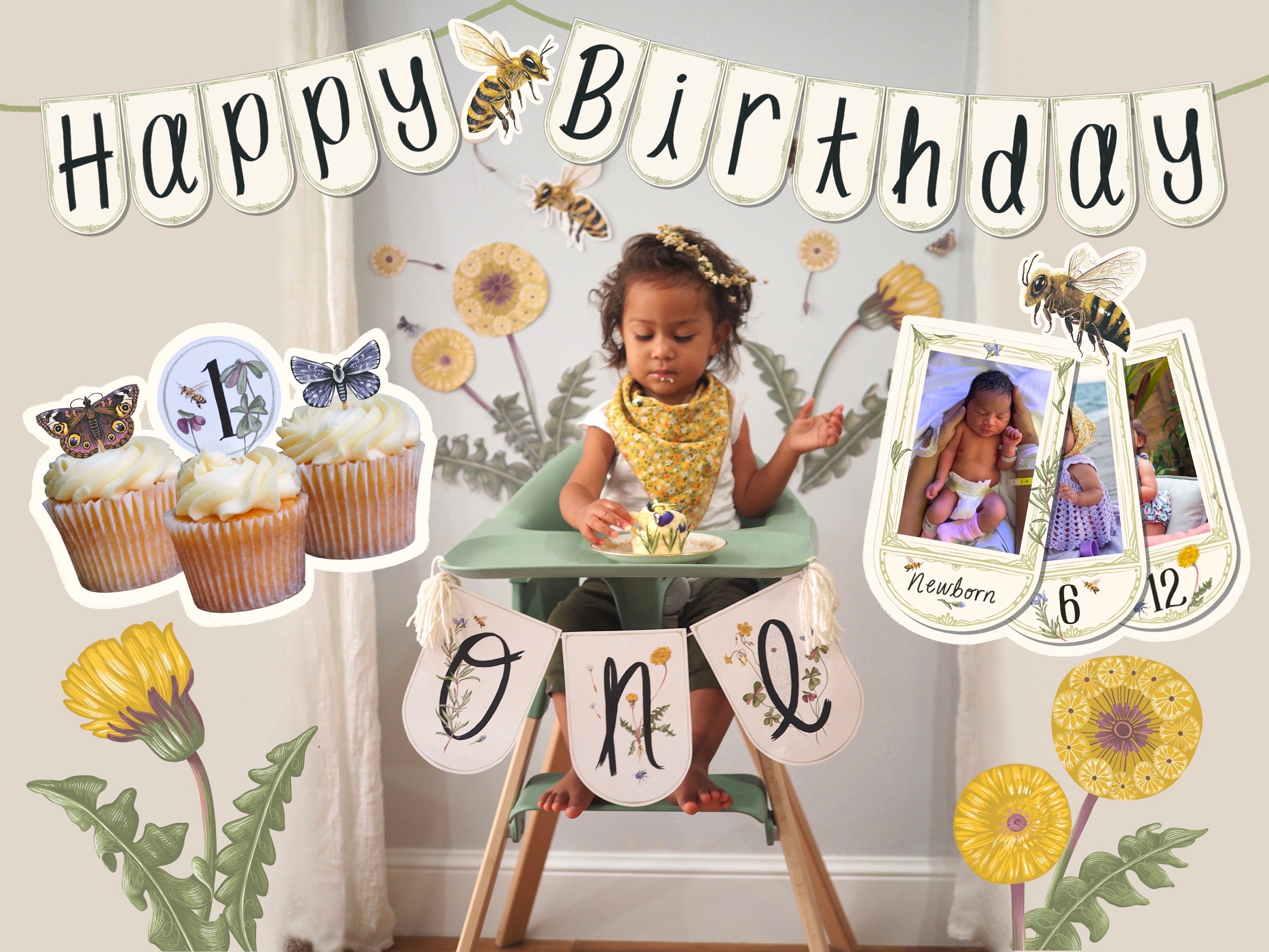 First Bee Day Decor, 1st Birthday Bundle, Wildflower Birthday Bundle ...