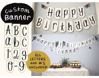 Custom Happy Birthday Banner, Name Banner, Fairy Birthday Banner, Bunting Banner, Custom Birthday Sign