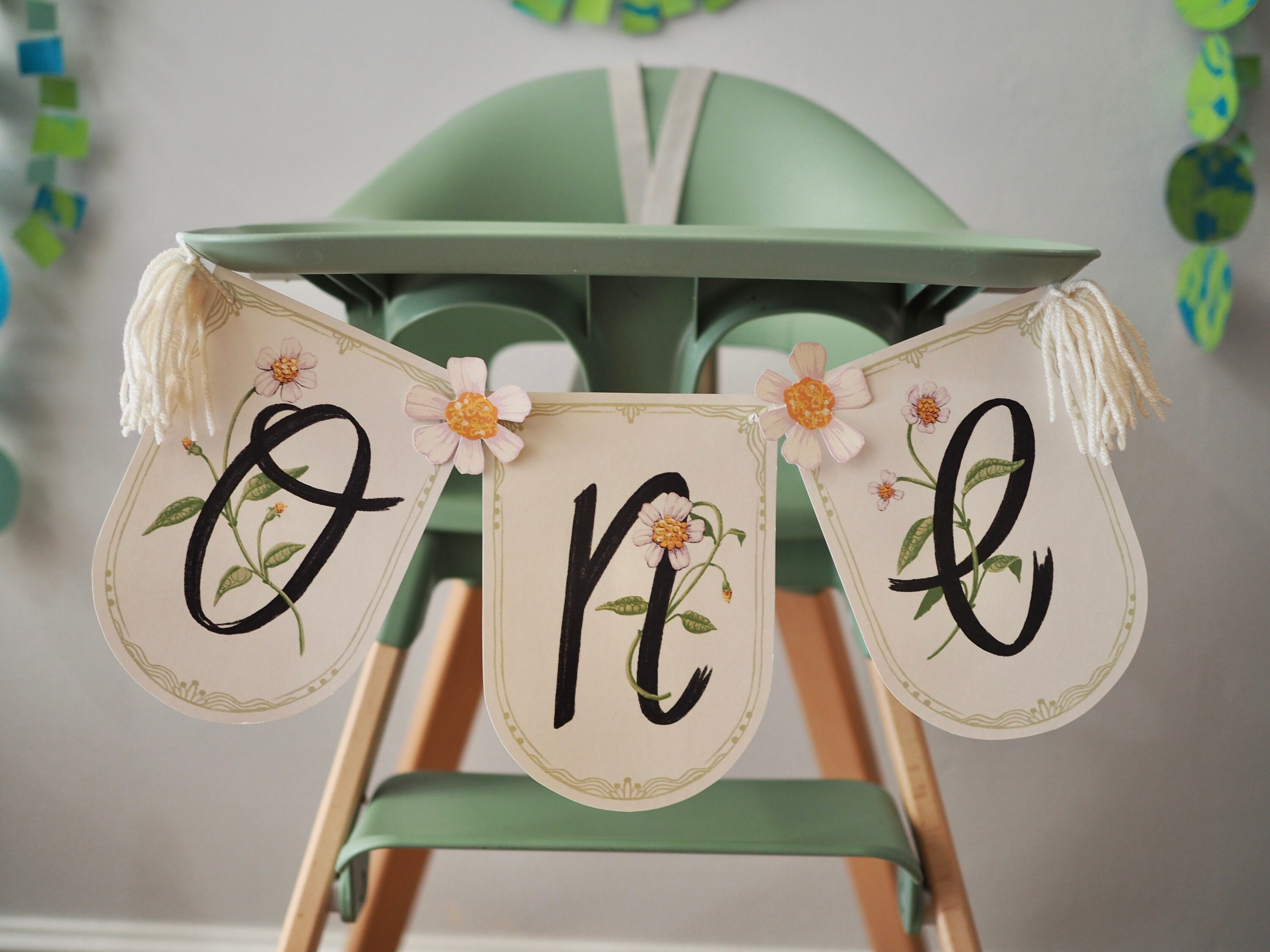 First Birthday Banner Printable | ONE Banner | Wildflower First Birthday | High Chair Banner | 1st Birthday Girl | One High Chair Banner