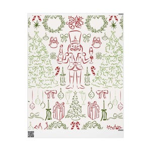 Christmas Nutcracker and Ornament Pattern Wrapping Paper