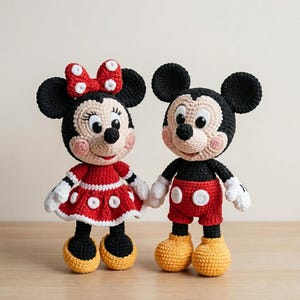 Micki and Minnie Mouse Couple Crochet Pattern PDF Amigurumi Plush Animal Toy Download