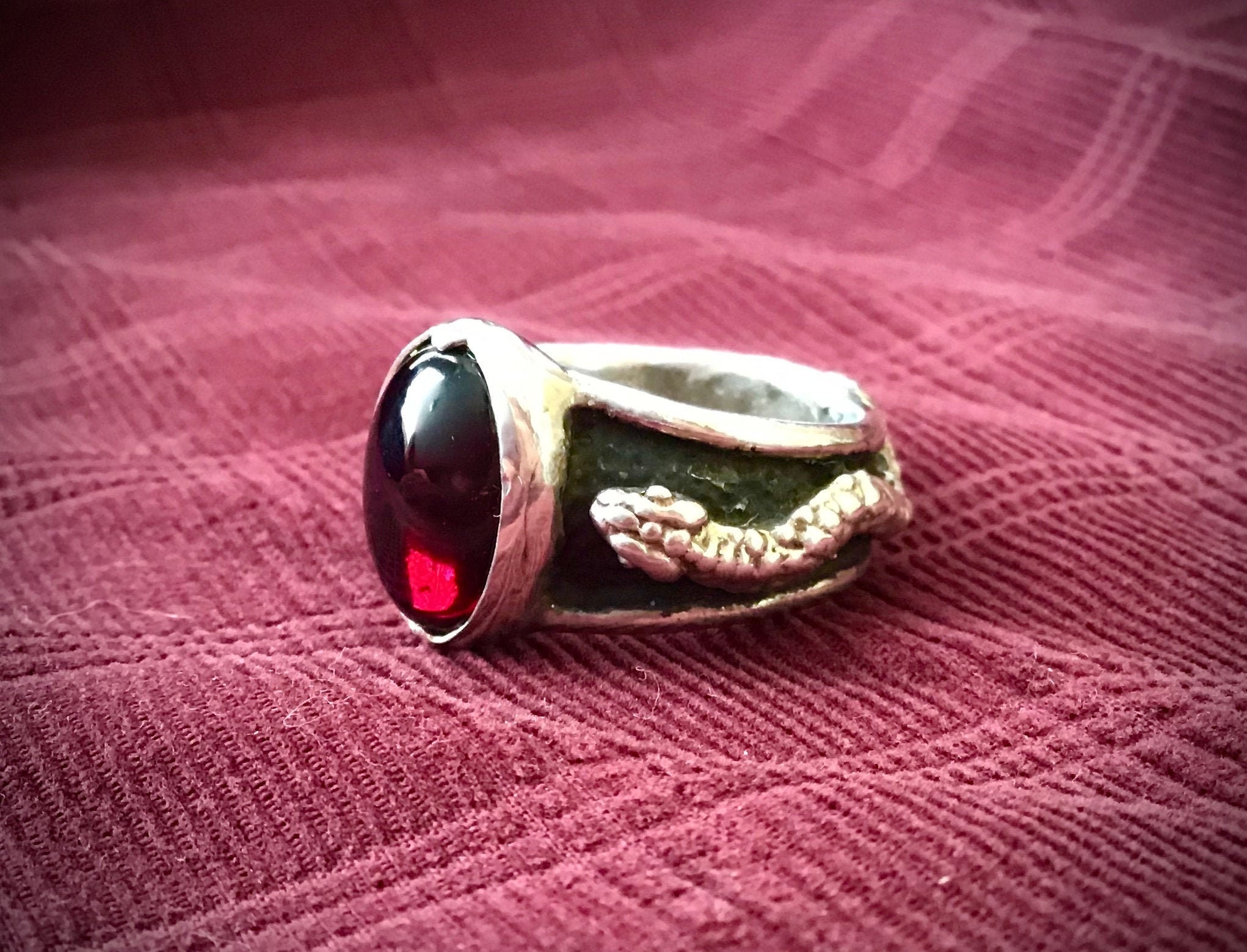 Natural Pave Set Garnet Snake Ring 925 Silver Gold Plated Serpent Ring Jewelry