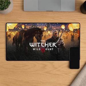 The Witcher 3 Mouse Pad, Geralt of Rivia Gaming Mat, Wild Hunt Mousepad, Fantasy Desk Setup Decor Gift for RPG Fans