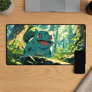 Squirtle Blastoise Mouse Pad, Water Pokemon Gaming Mat, Anime Evolution Mousepad, Blue Desk Setup Decor Gift for Gamers