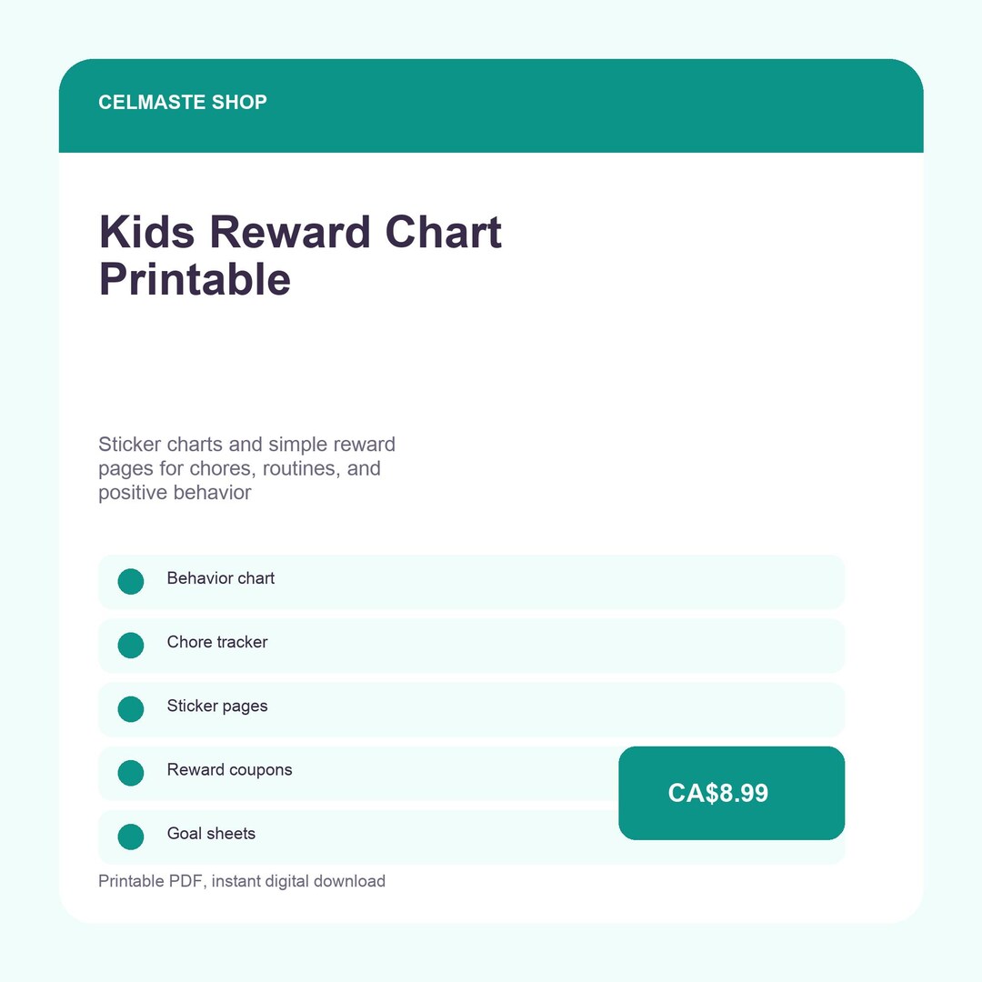 Editable Sticker Tracker Kids Reward Chart Printable | Sticker Tracker, Chore Chart, Behavior ...