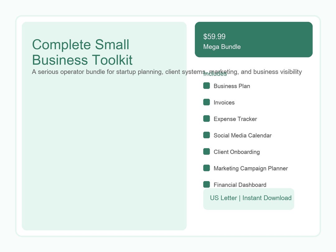 Complete Small Business Toolkit Printable | Business Plan Invoices ...
