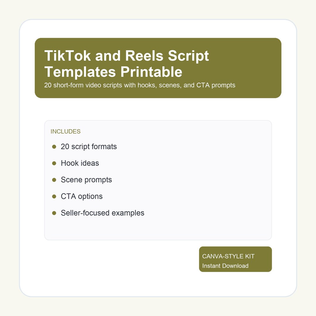 Tiktok and Reels Script Templates Printable | 20 Short Form Video ...