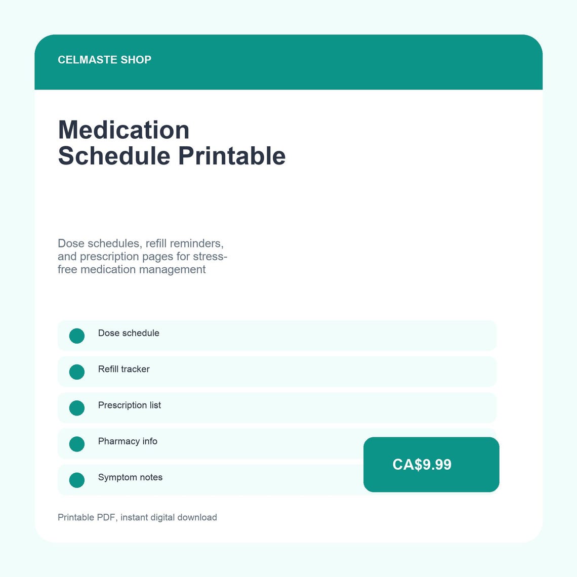 Refill Roster Log Medication Schedule Printable | Refill Tracker, Dose Log, Prescription ...