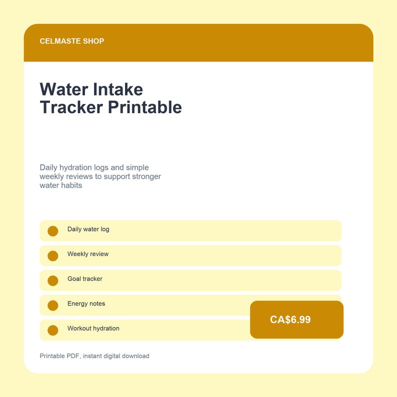 Water Intake Tracker Printable | Hydration Log, Daily Water Tracker ...