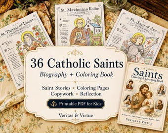 Biographie des 36 saints catholiques et livre de coloriage pour les familles, Vertu, Copie (téléchargement PDF)