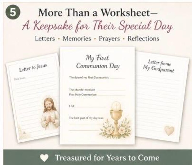 First Holy Communion Study Guide Keepsake Booklet, Catholic Eucharist ...
